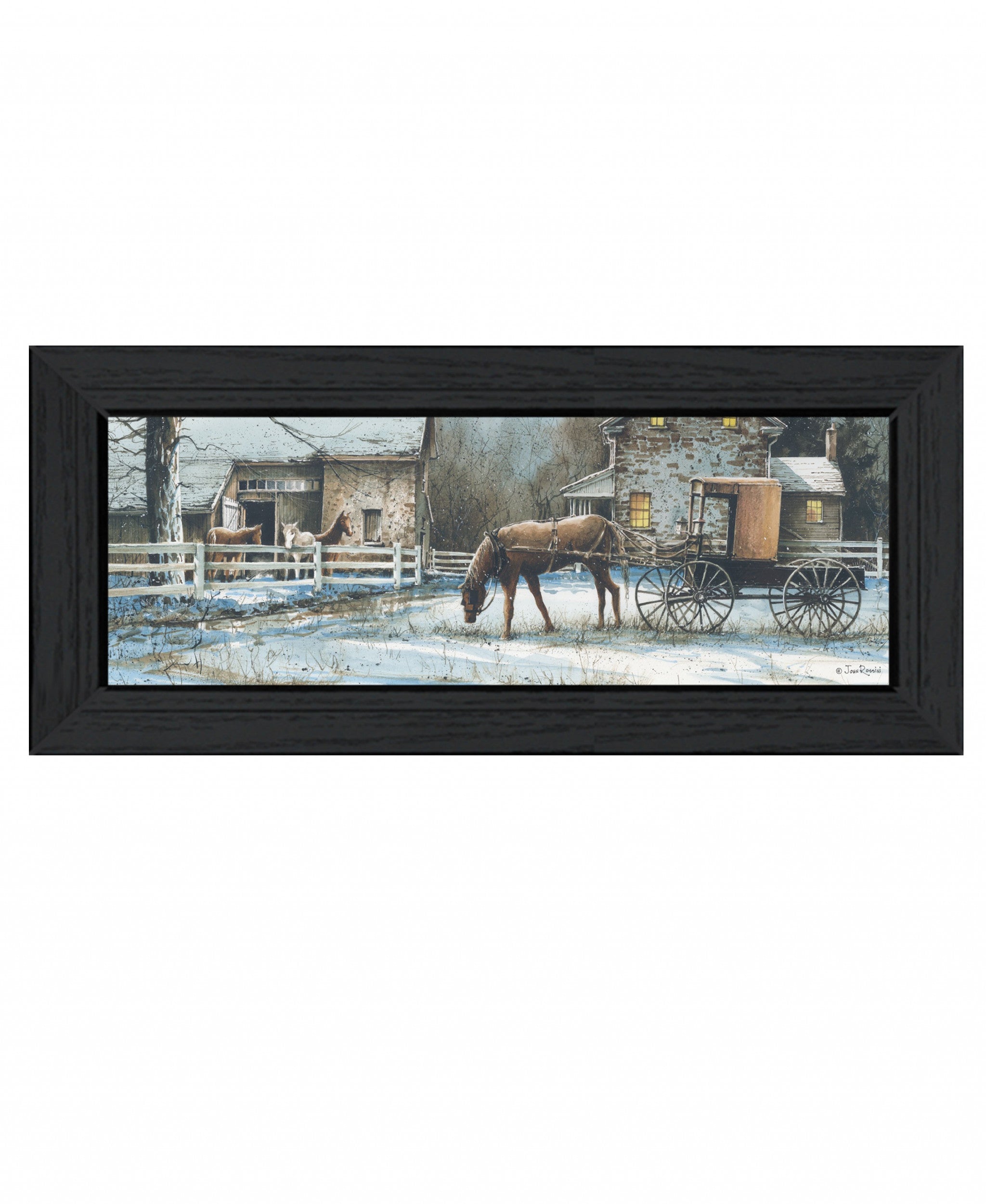 Evening On The Farm Black Framed Print Wall Art
