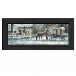 Evening On The Farm Black Framed Print Wall Art