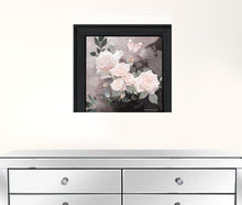 Pink Roses and Butterfly Black Framed Print Wall Art