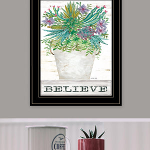Believe Succulents 3 Black Framed Print Wall Art