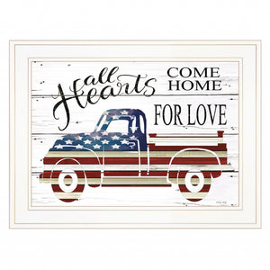 All Hearts Come Home For Love Truck 2 White Framed Print Wall Art