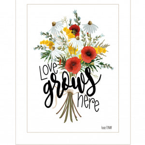 Love Grows Here 2 White Framed Print Wall Art