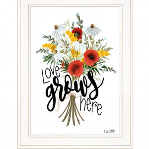 Love Grows Here 3 White Framed Print Wall Art
