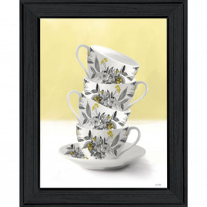 Time For Tea Yellow 2 Black Framed Print Wall Art