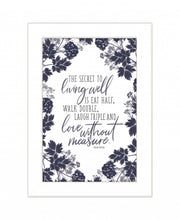 The Secret To Living Well 1 White Framed Print Wall Art