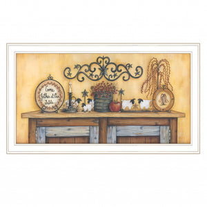 Come Gather At Our Table 3 White Framed Print Wall Art