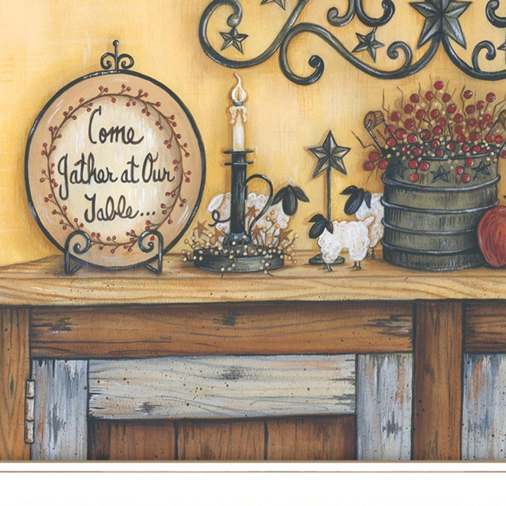 Come Gather At Our Table 3 White Framed Print Wall Art