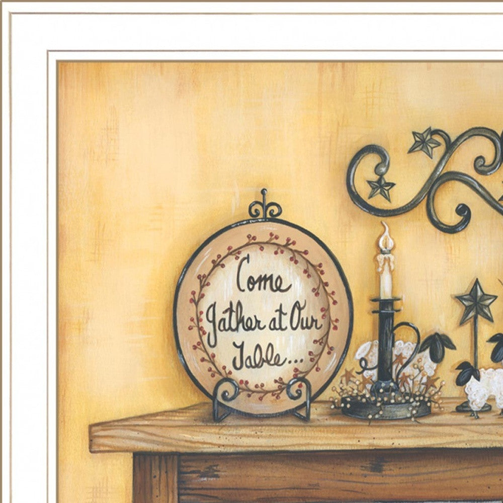 Come Gather At Our Table 3 White Framed Print Wall Art