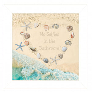 No Selfies In The Bathroom Sea 1 White Framed Print Wall Art