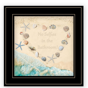 No Selfies In The Bathroom Black Framed Print Bathroom Wall Art