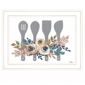 Fall Floral Baking Utensils 1 White Framed Print Wall Art