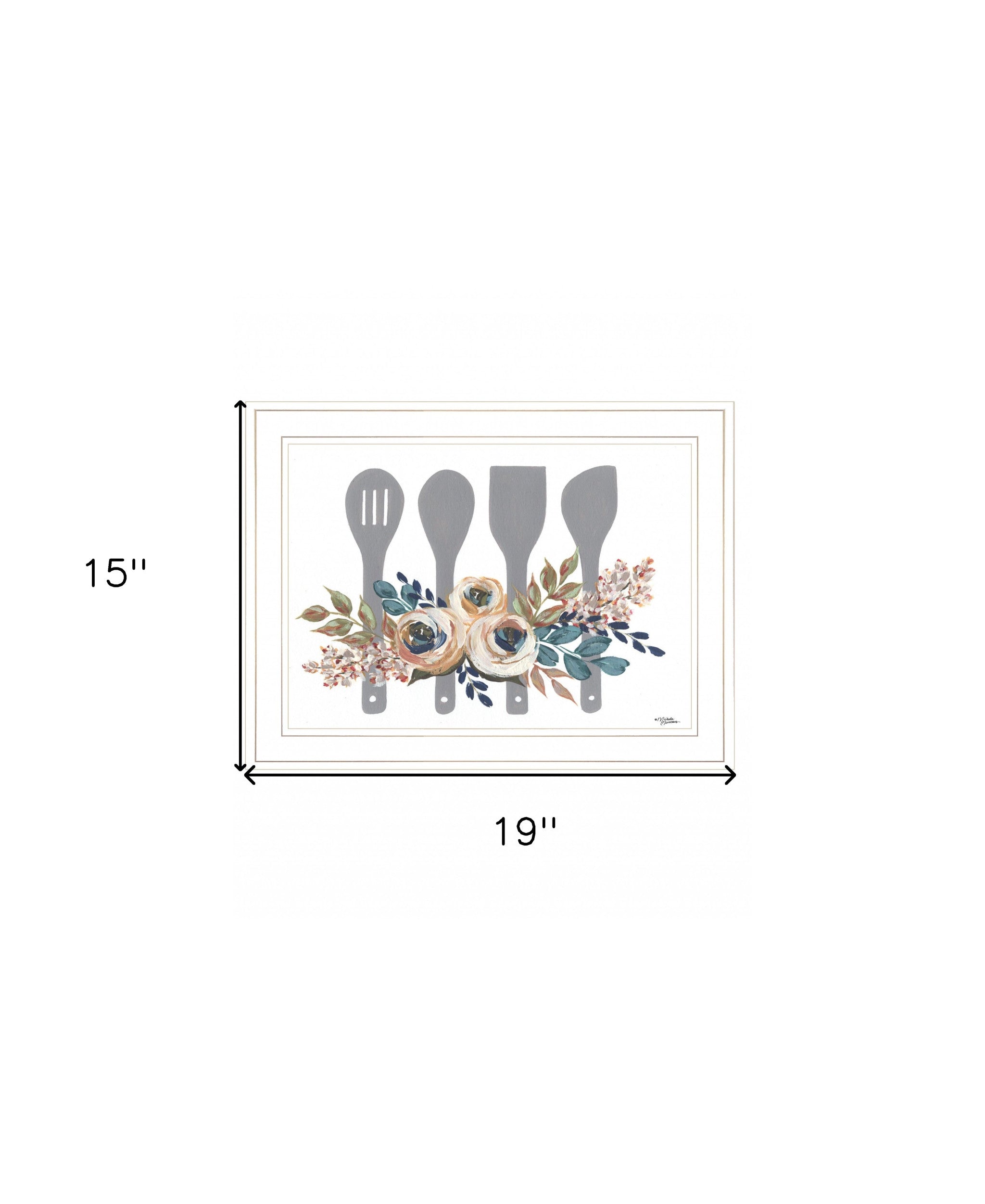 Fall Floral Baking Utensils 1 White Framed Print Wall Art