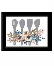 Fall Floral Baking Utensils 2 Black Framed Print Wall Art