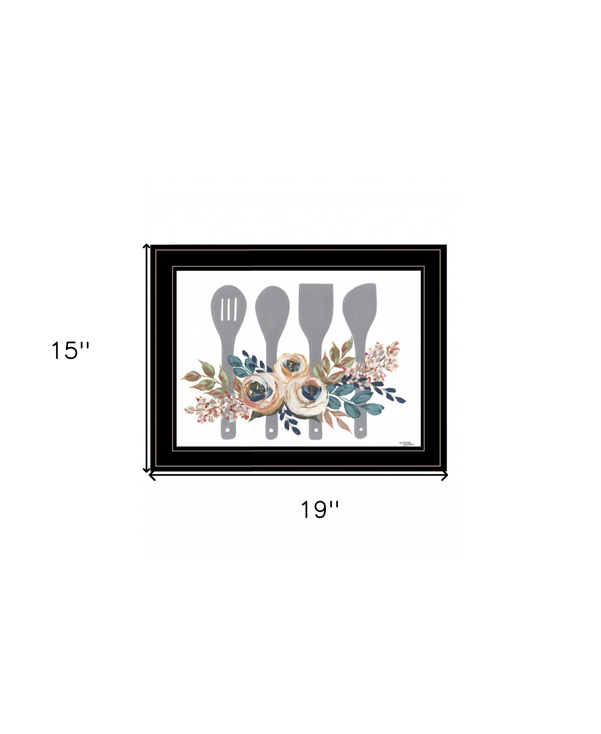 Fall Floral Baking Utensils 2 Black Framed Print Wall Art