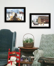 Set Of Two Sleigh Bells Ring 1 Black Framed Print Wall Art