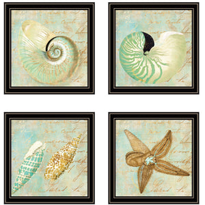 Set Of Four Ocean 1 Black Framed Print Wall Art