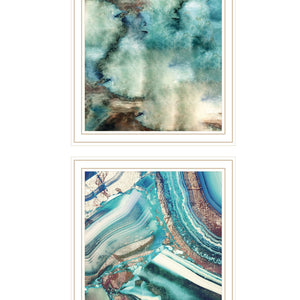 Set Of Two Earth Tones I And Sea II 2 White Framed Print Wall Art