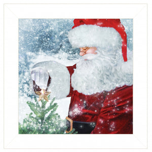Santas Tree Star 1 White Framed Print Wall Art