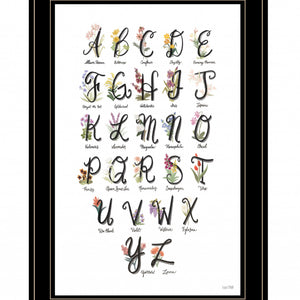 Flower Alphabet 2 Black Framed Print Wall Art