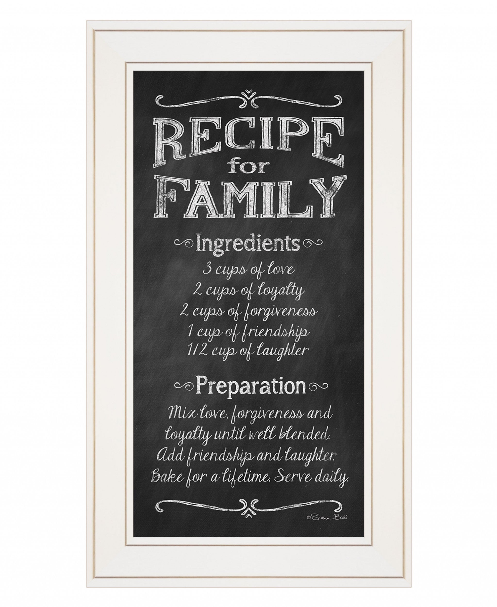 Recipe For Family White Framed Print Wall Art