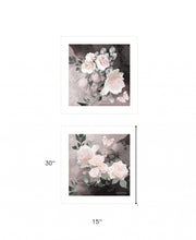 Set Of Two Noir Roses 5 White Framed Print Wall Art