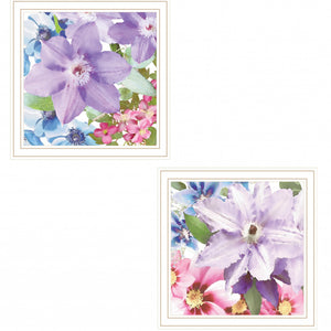 Set Of Two Clematis 1 White Framed Print Wall Art