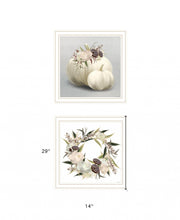 Set Of Two BOHO Pumpkins And Flowers 2 White Framed Print Wall Art
