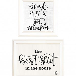 Set Of Two The Best Seat In The House 1 White Framed Print Wall Art