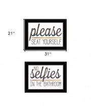 Set Of Two No Selfies When Seated 2 Black Framed Print Wall Art