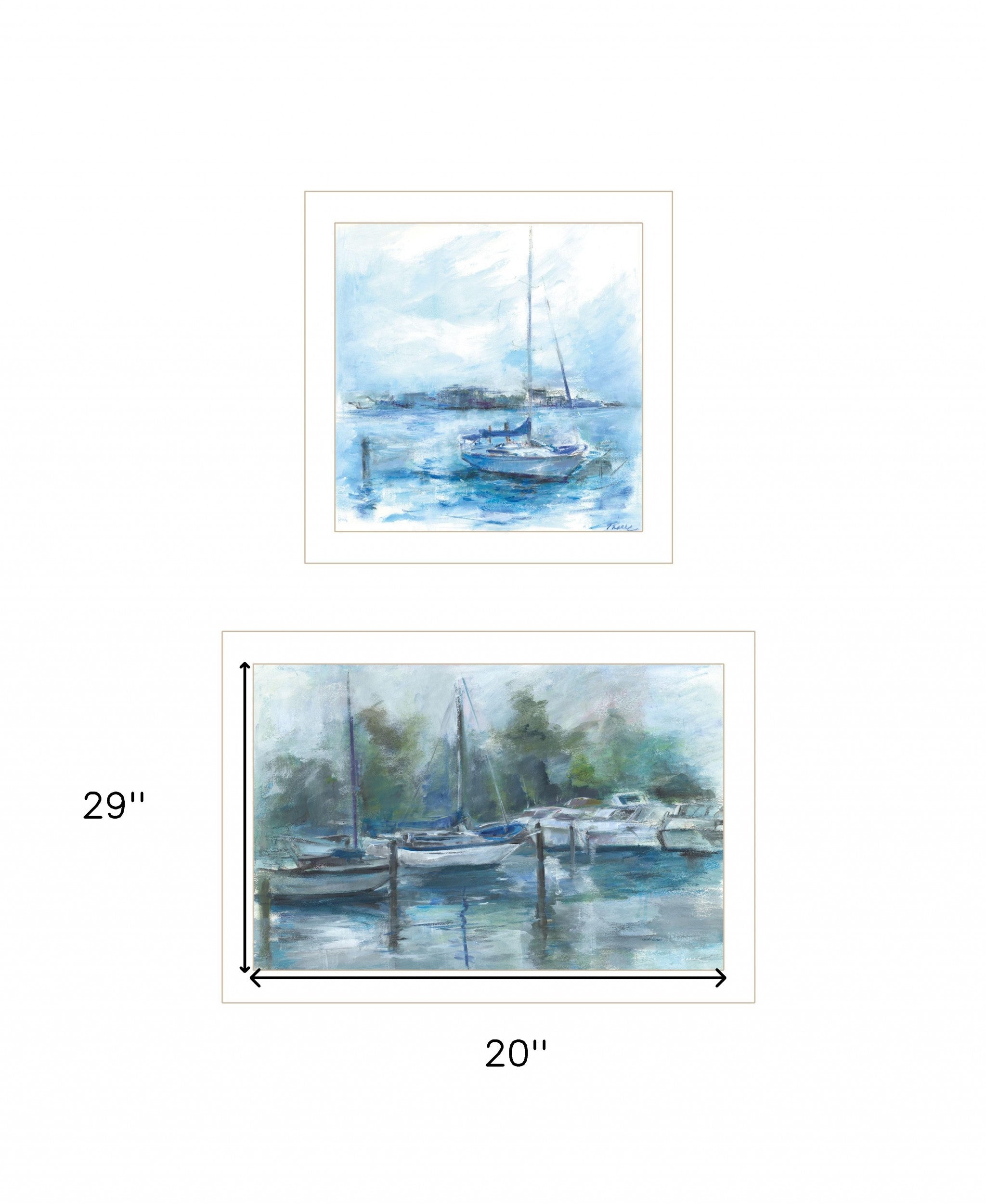 Set Of Two Lagoon Awaiting 2 White Framed Print Wall Art