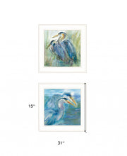 Set Of Two Herons 1 White Framed Print Wall Art