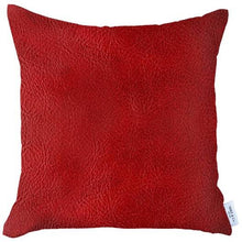 17 X 17 Red Solid Color Handmade Faux Leather Throw Pillow