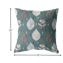 16” Pine Green Leaves Suede Zippered Throw Pillow