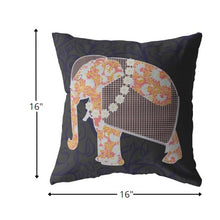 16” Orange Elephant Zippered Suede Throw Pillow