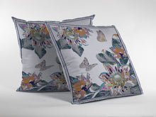 16” Pink White Butterfly Zippered Suede Throw Pillow