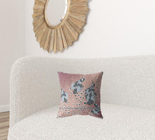 Cojín de gamuza con cremallera de pájaro boho rosa polvoriento de 16 