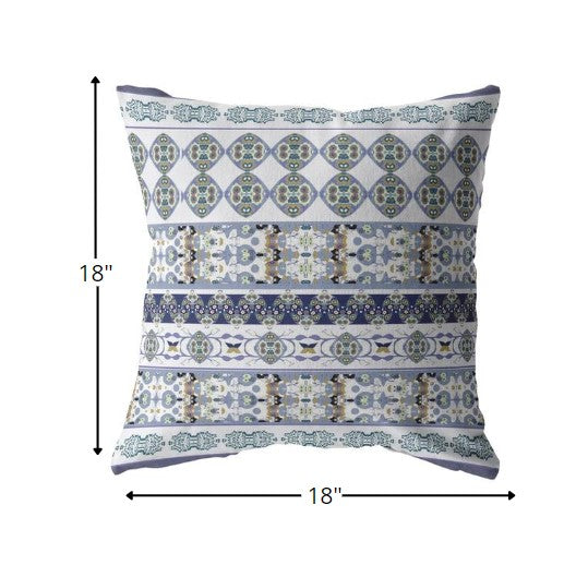 18” Navy White Strips Zippered Suede Throw Pillow