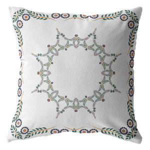 16"x16" White Zippered Suede Floral Throw Pillow