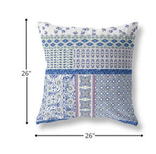 18” Blue Lavender White Patch Indoor Outdoor Zippered Throw Pillow