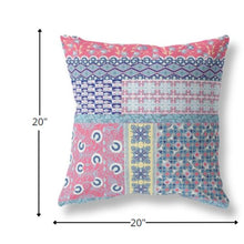 18” White Pink Patch Indoor Outdoor Zippered Throw Pillow