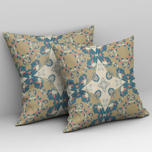 18" Brown Blue Star Indoor Outdoor Zip Throw Pillow