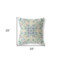 18” Blue Beige Wreath Indoor Outdoor Zippered Throw Pillow