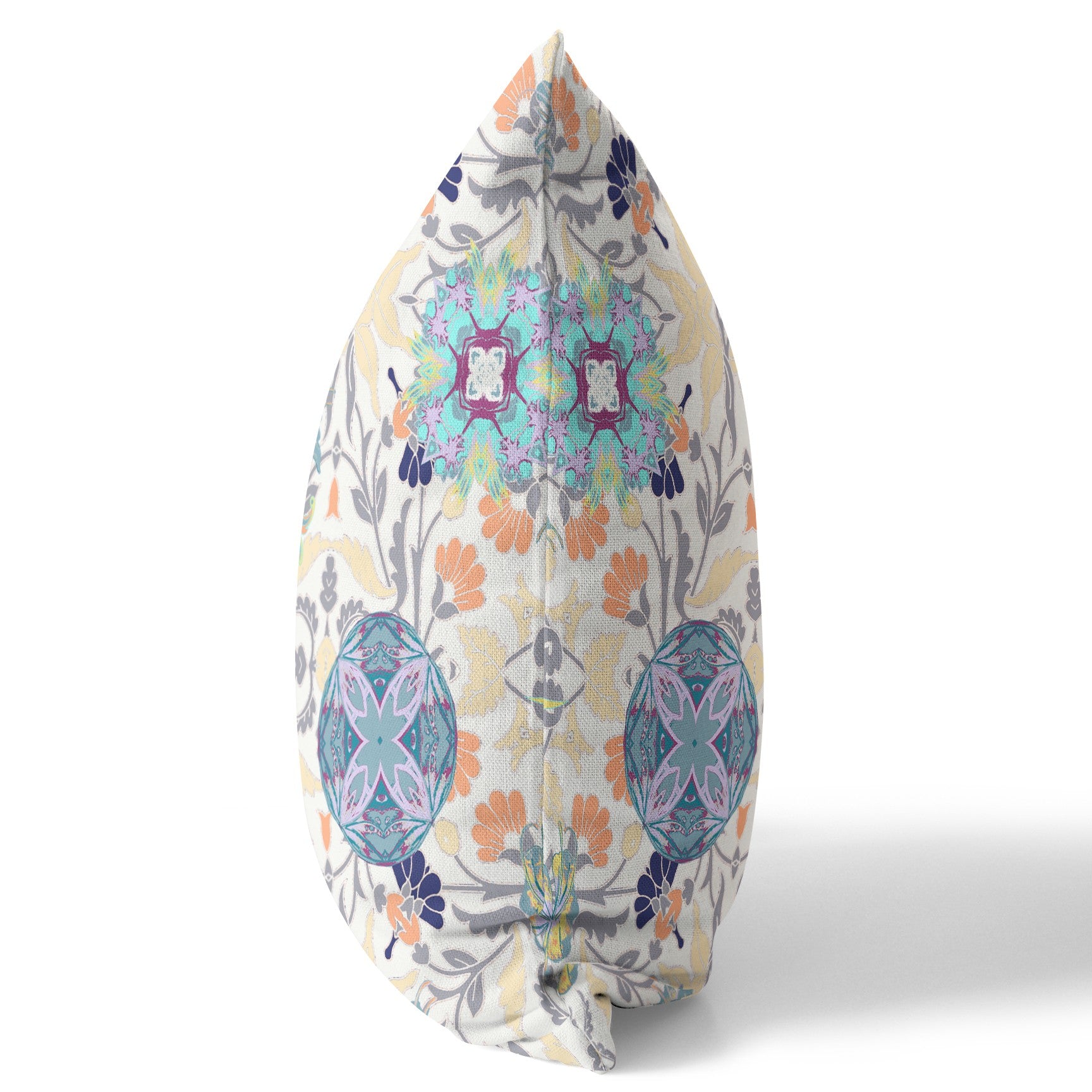 18" White Gray Peacock Indoor Outdoor Zip Throw Pillow