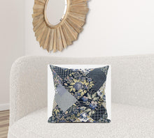 Cojín de gamuza floral amarillo negro de 18