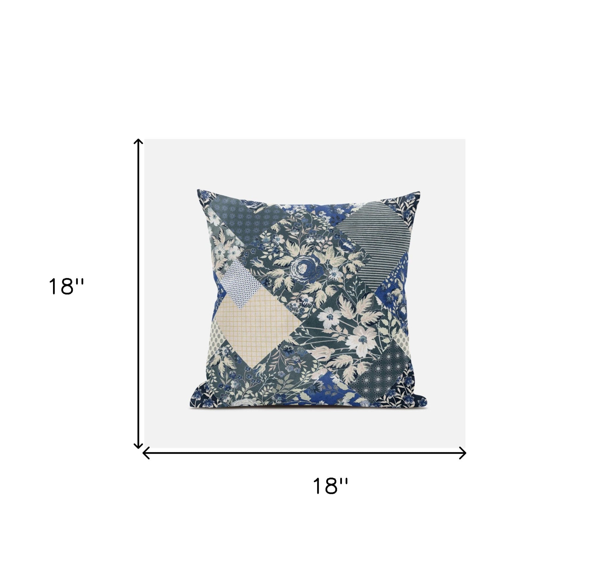 18" Gray Cream Floral Suede Throw Pillow