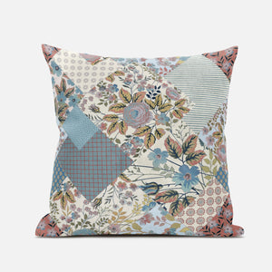 16" Gold Pink Floral Suede Throw Pillow