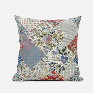 16" Red Gold Floral Suede Throw Pillow