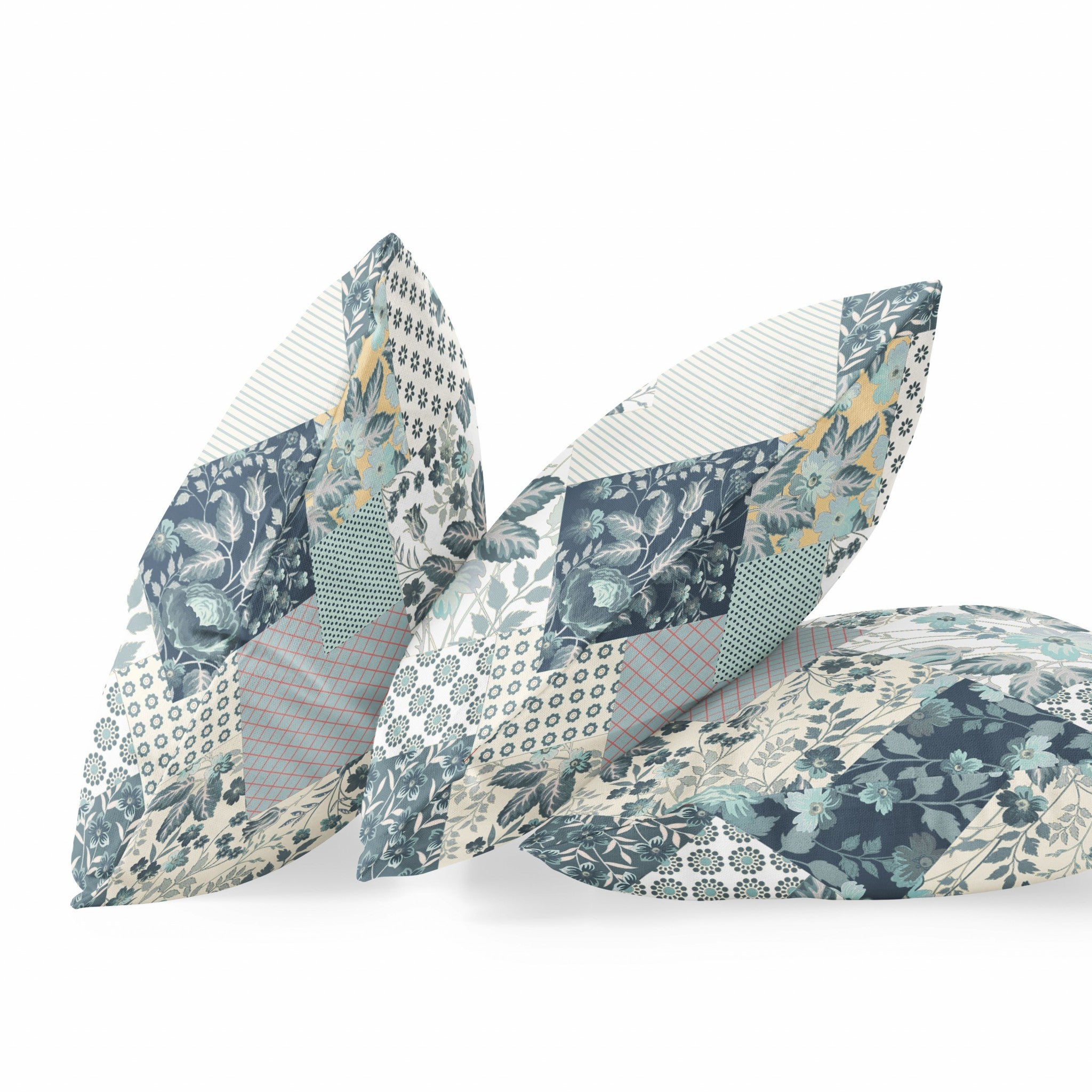 16" Gray White Floral Suede Throw Pillow