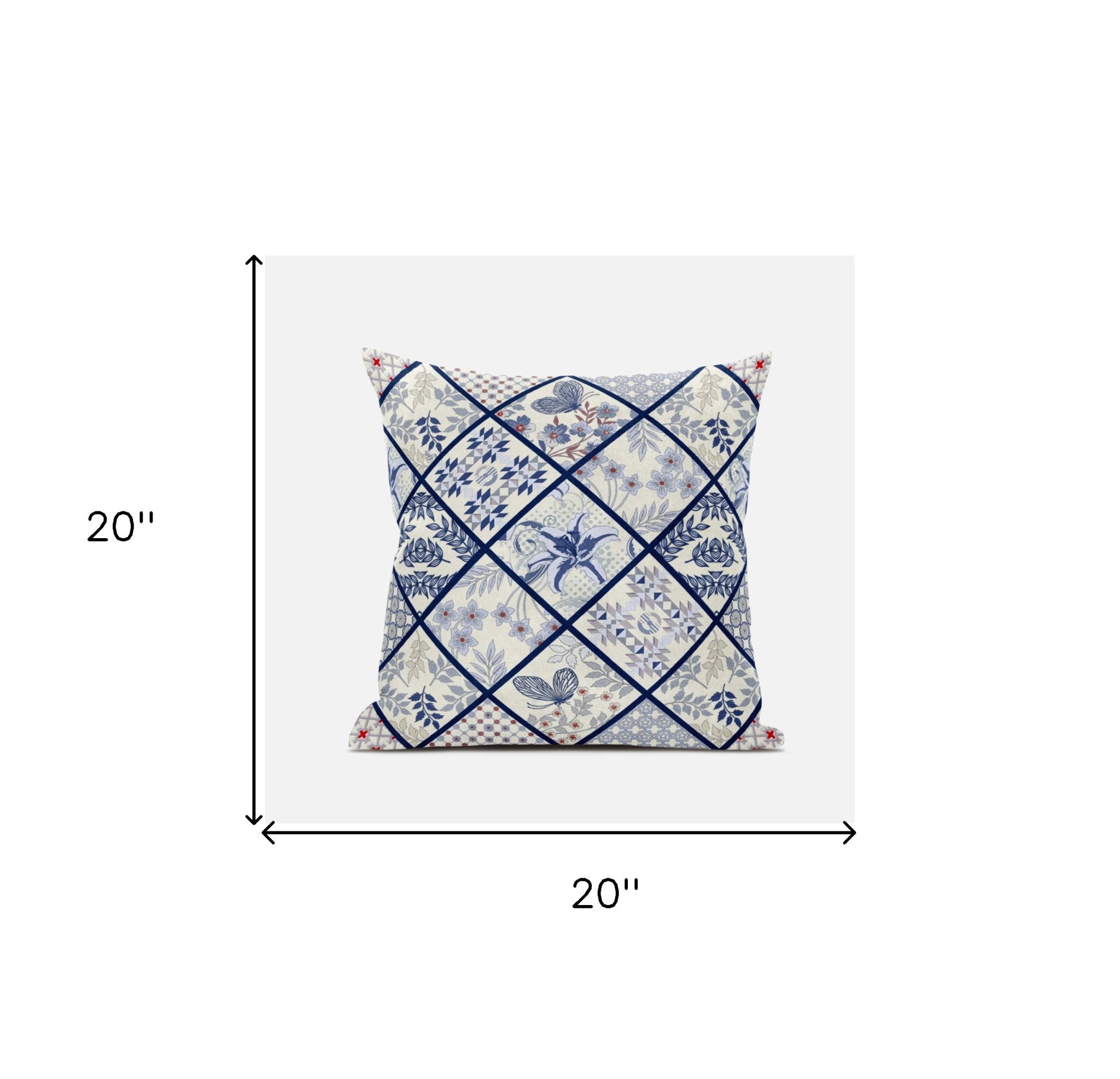 18” White Navy Patch Suede Throw Pillow