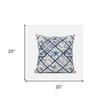 18” White Navy Patch Suede Throw Pillow